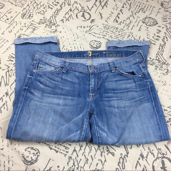 7 For All Mankind Denim - 7 For All Mankind Crop and Roll Cropped Jeans
